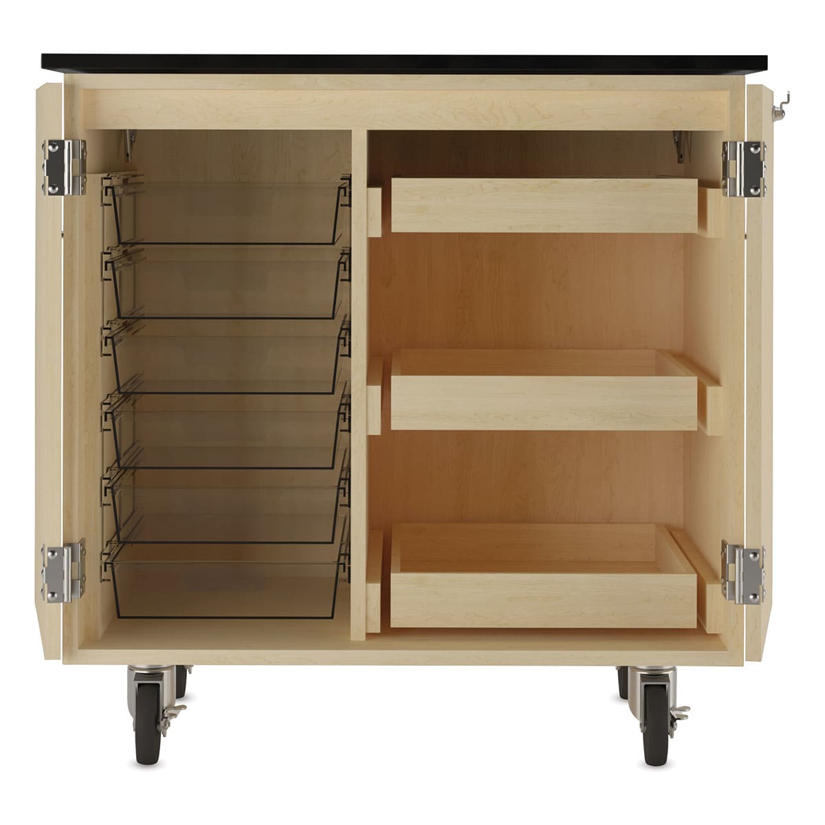 Diversified Spaces Write-n-Roll Cabinet - Maple/Clear (Front view, Cabinet open)
