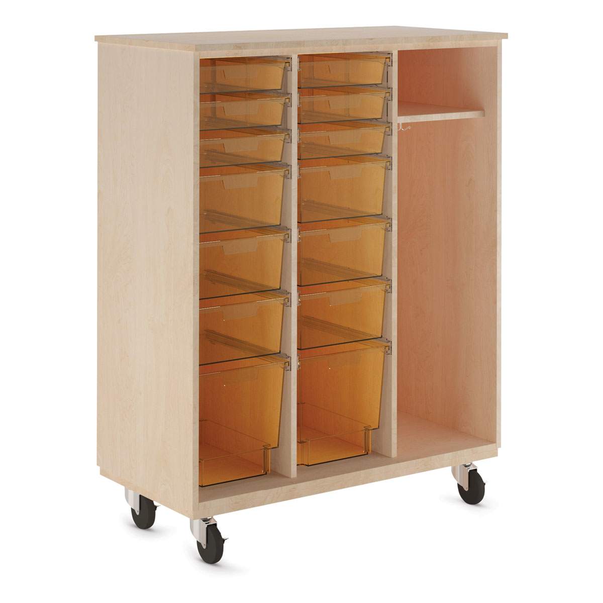Diversified Spaces Mobile Tote and More Storage Cabinet - Maple with Carrot Totes