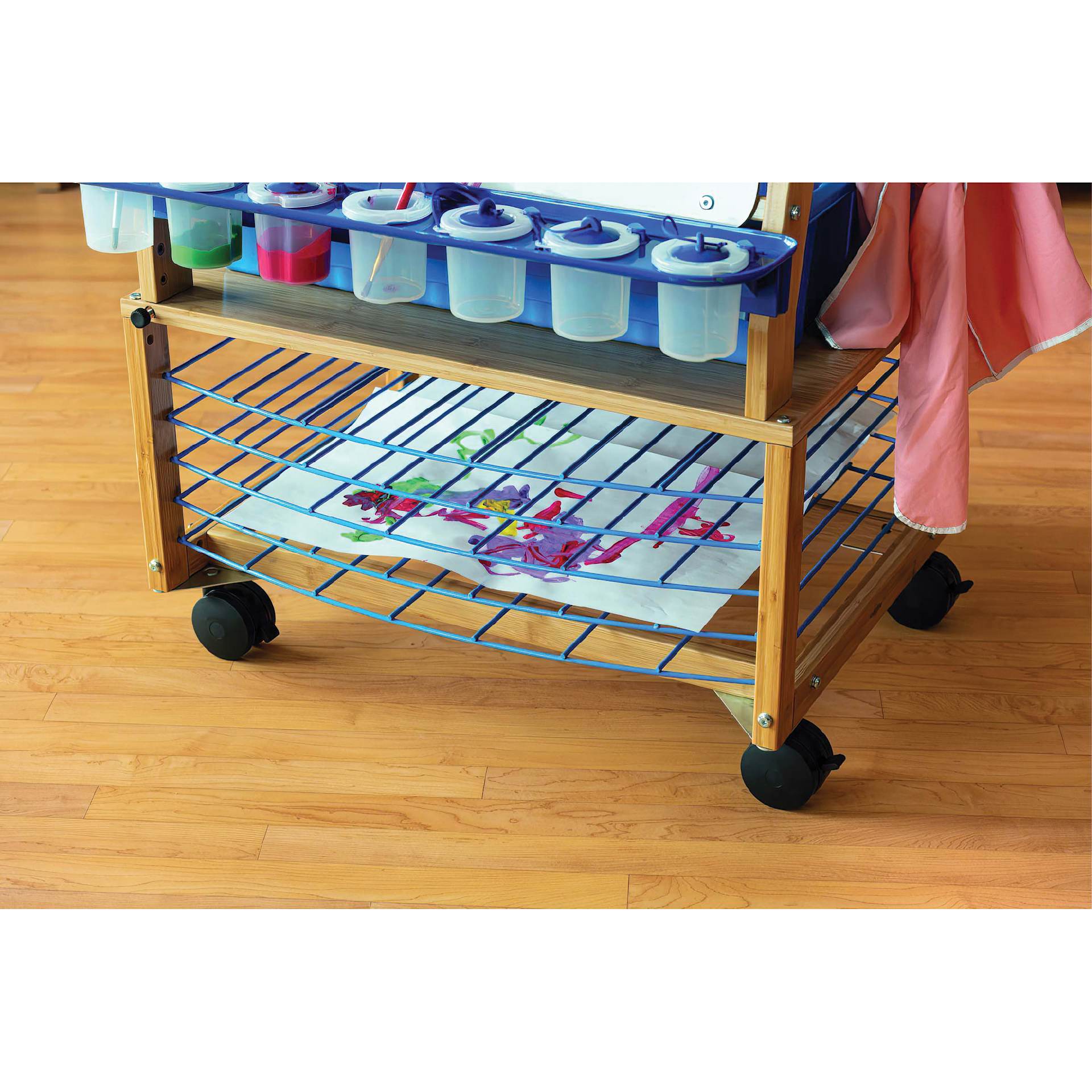 Copernicus Bamboo Drying Rack, with artwork drying
