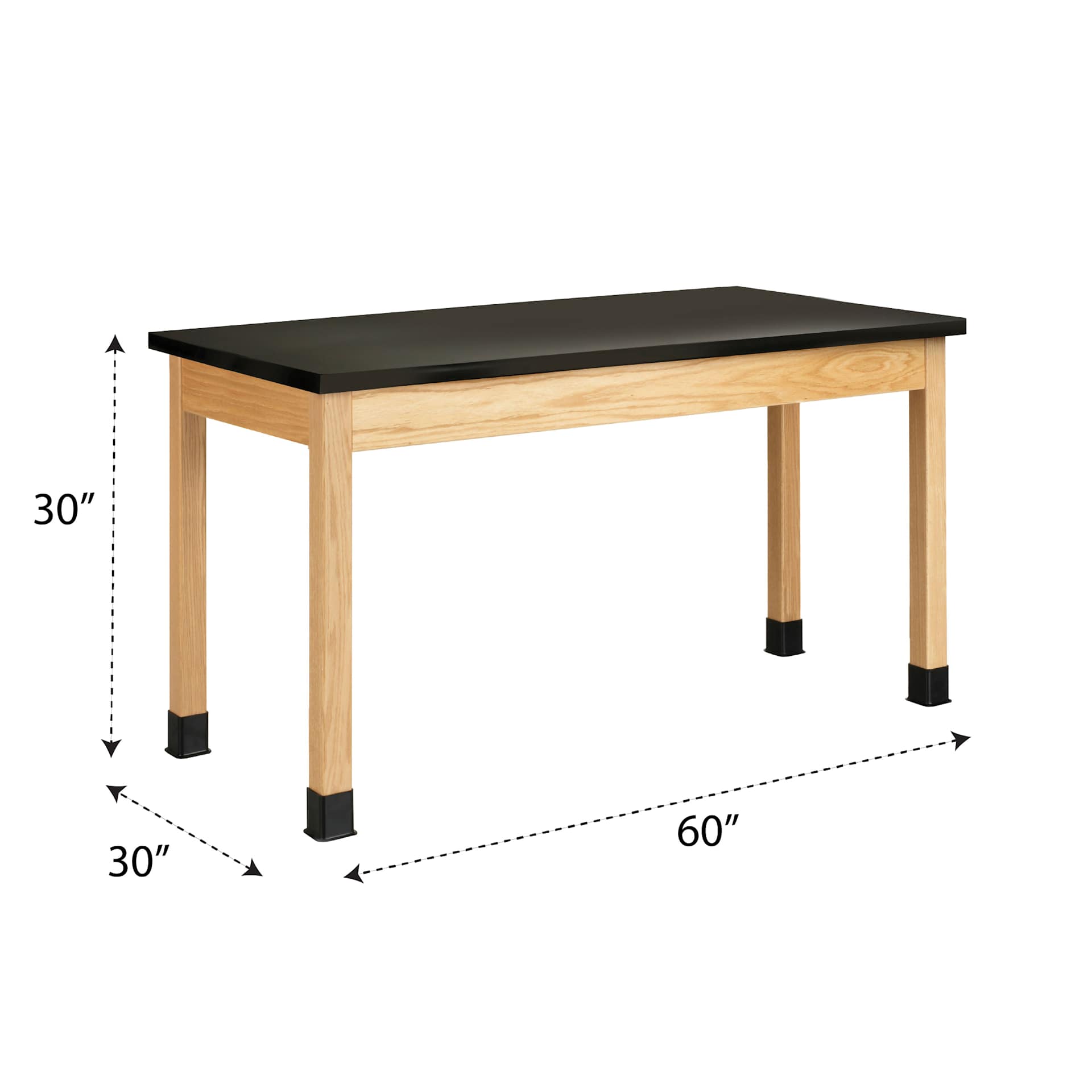 Diversified Spaces Plain Apron Table - Black Phenolic Top, 30" x 60" with dimensions