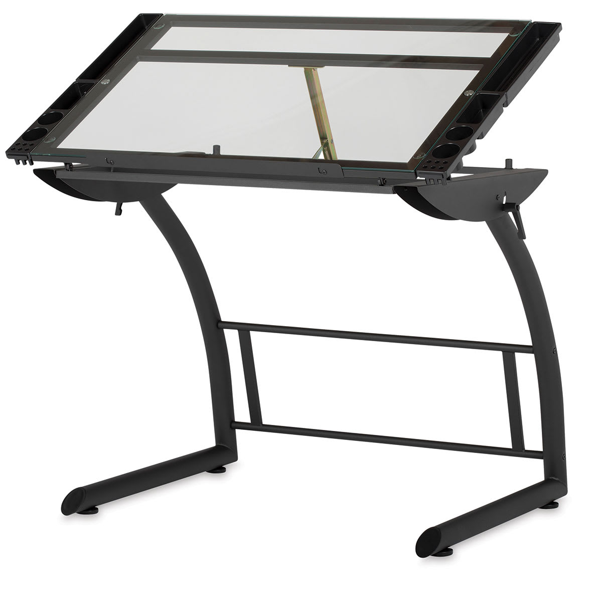Studio Designs Triflex Sit-to-Stand Drawing Table - Charcoal Frame/Clear Glass Studio Designs Triflex Sit-to-Stand Drawing Table - Charcoal Frame/Clear Glass