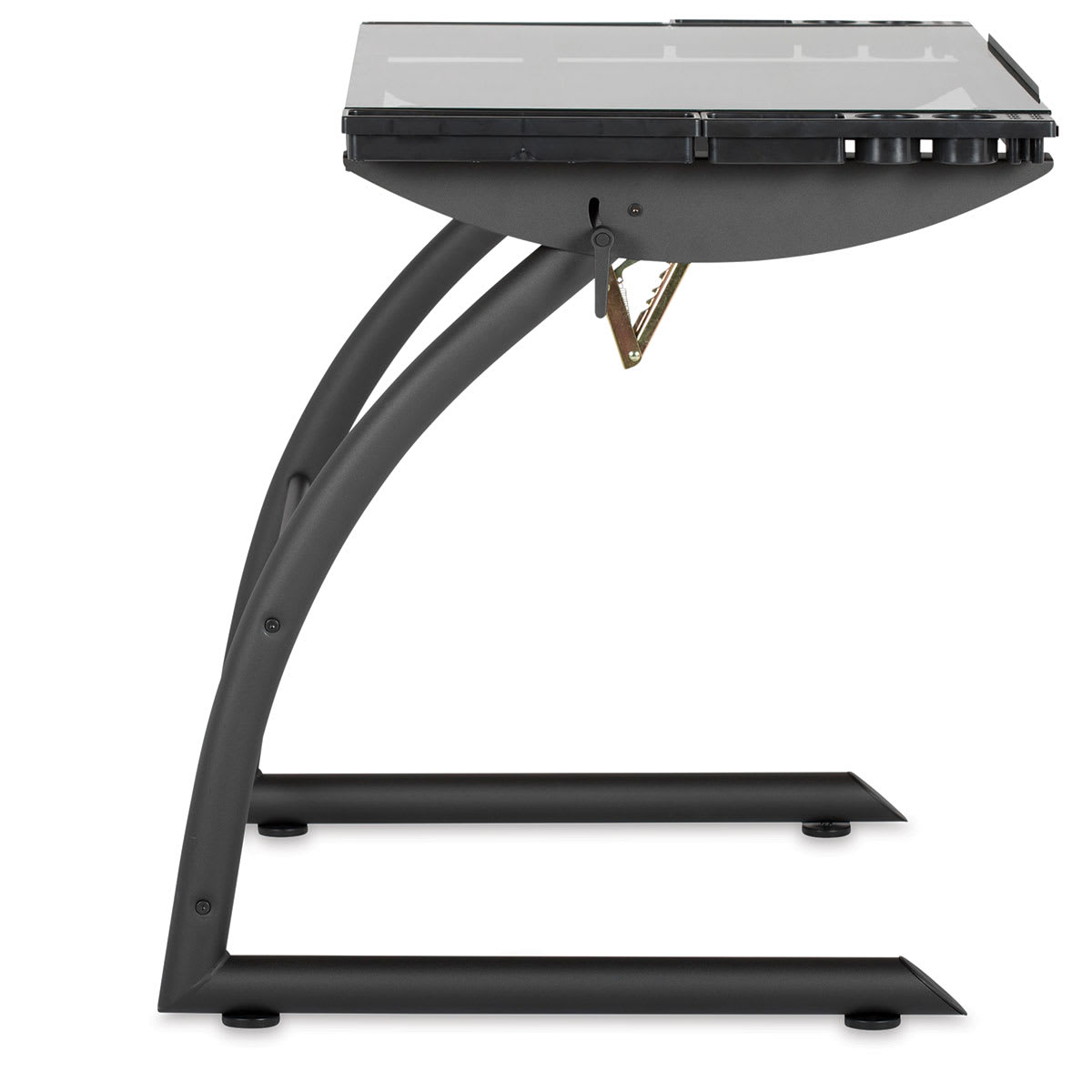 Studio Designs Triflex Sit-to-Stand Drawing Table - Charcoal Frame/Clear Glass - side view Studio Designs Triflex Sit-to-Stand Drawing Table - Charcoal Frame/Clear Glass - side view