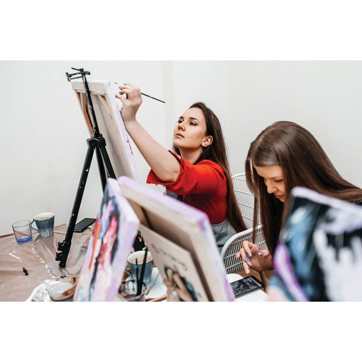 Blick Studio Aluminum Tripod Travel Easel are great for paint parties or classrooms.