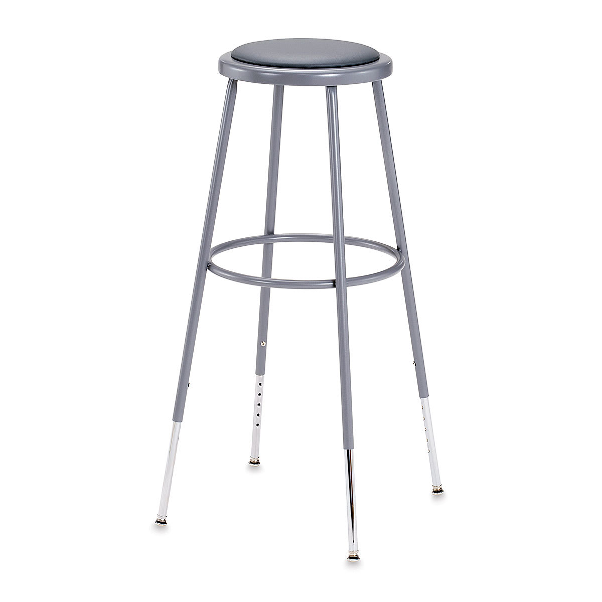 National Public Seating Corp. Adjustable Padded Stool - 31" - 39" tall, Grey