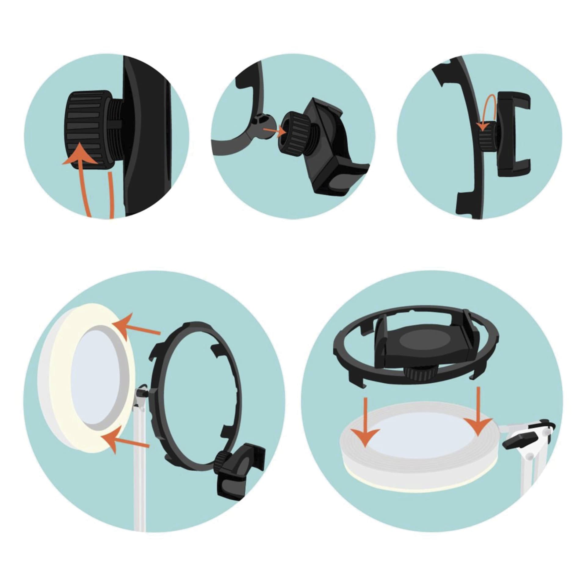 ImpressArt Magnifying Ring Light with Phone Attachment - set-up steps