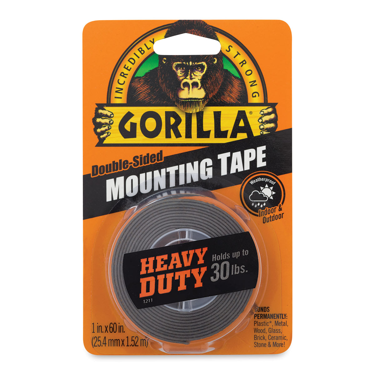 Gorilla Mounting Tape - Front of Blister package showing Black Tape
