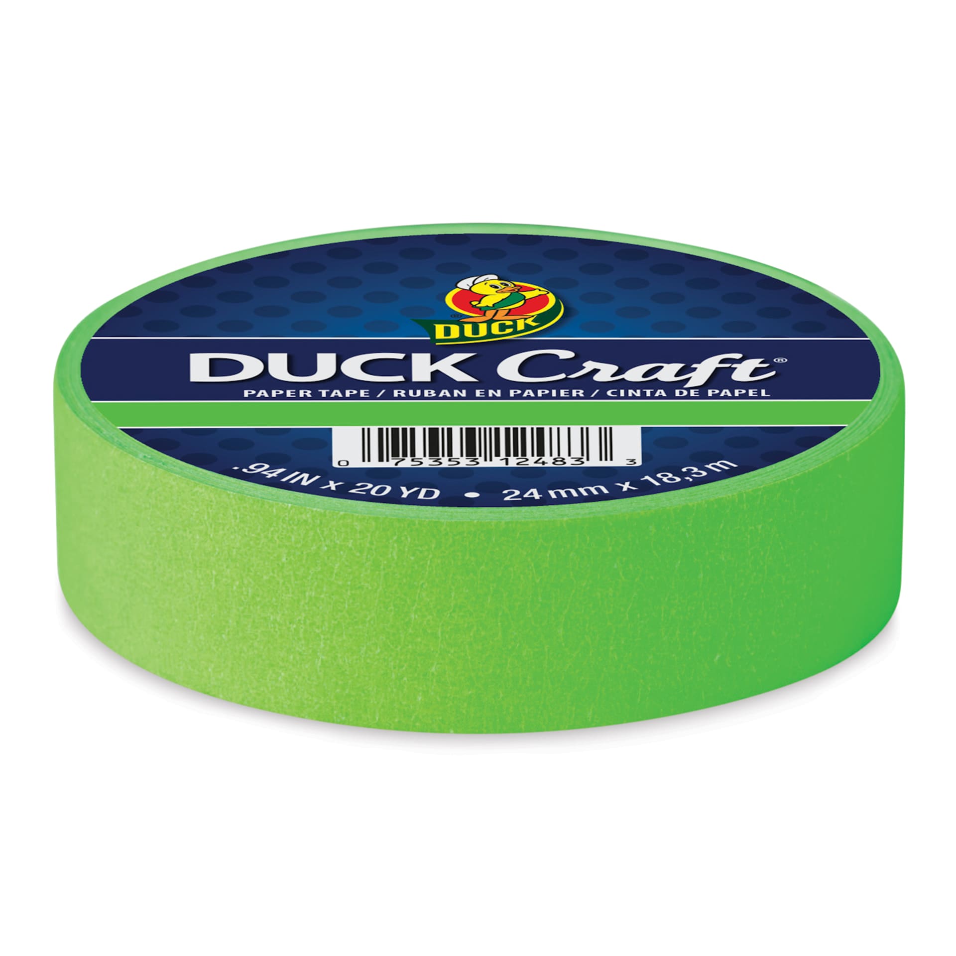 Duck Craft Paper Tapes - Neon Green, .94" X 20 yds angled view