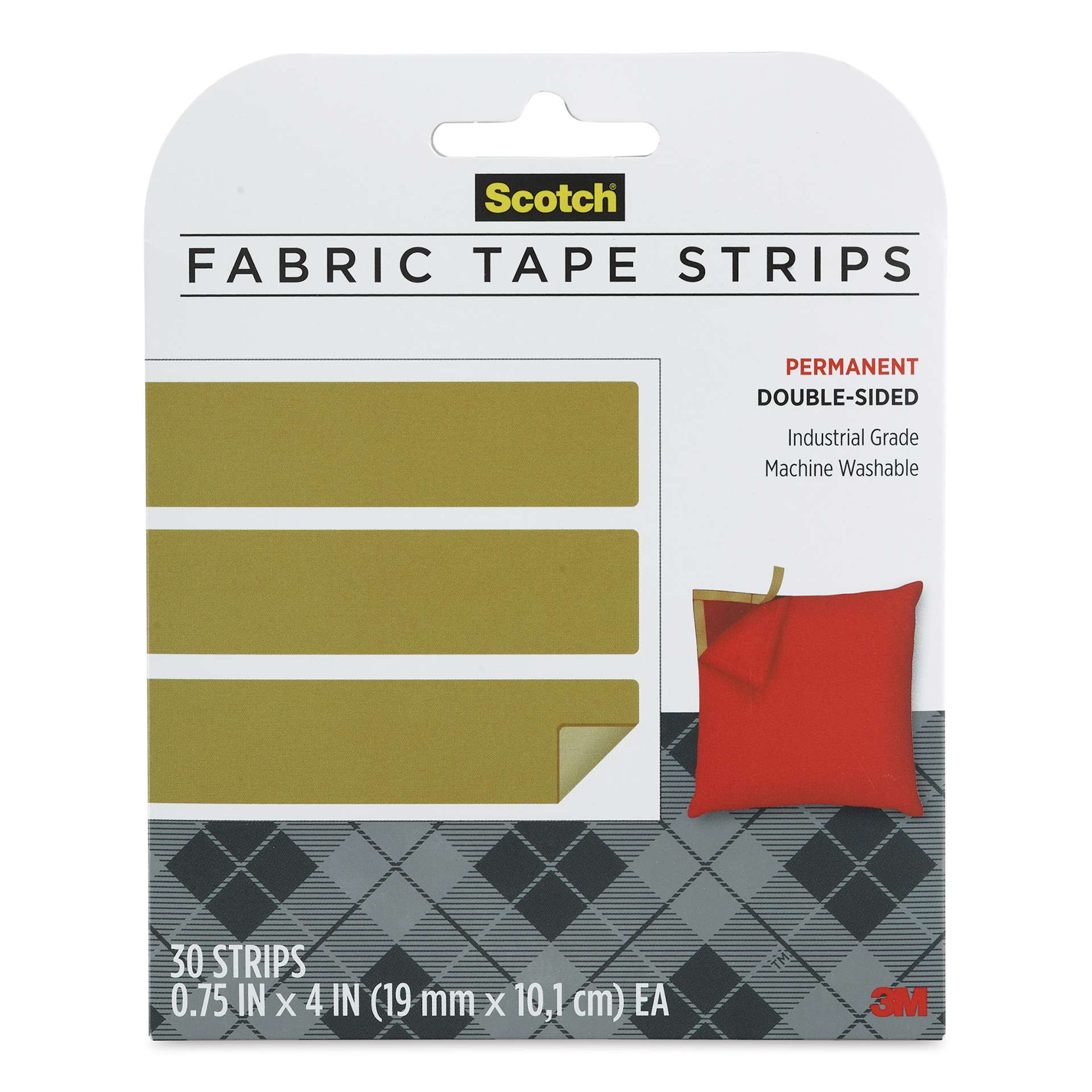 Scotch Permanent Fabric Tape Strips - Pkg of 30, front of the packaging