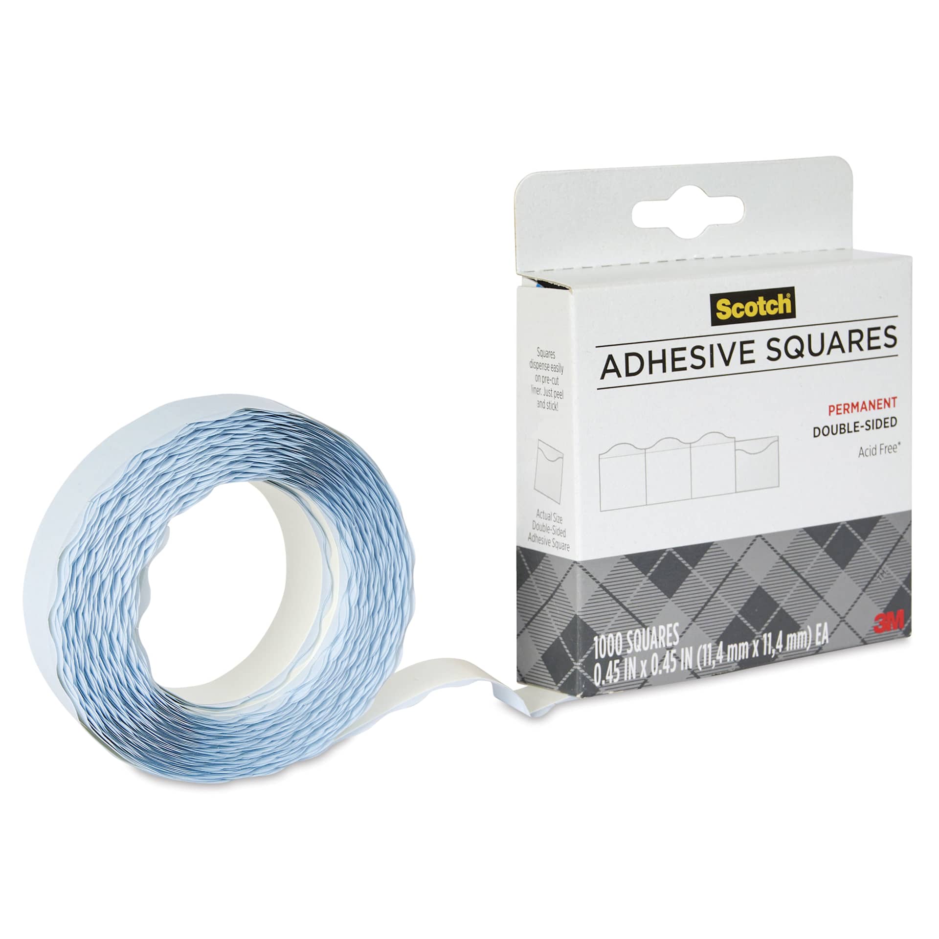 Scotch Permanent Adhesive Squares - Pkg of 1000, 0.45" x 0.45"