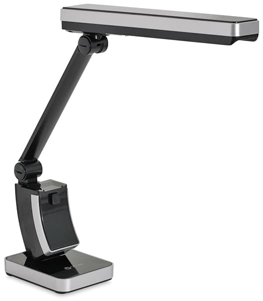 Slimline Task Lamp - Angled view with lamp head extended forward Slimline Task Lamp - Angled view with lamp head extended forward