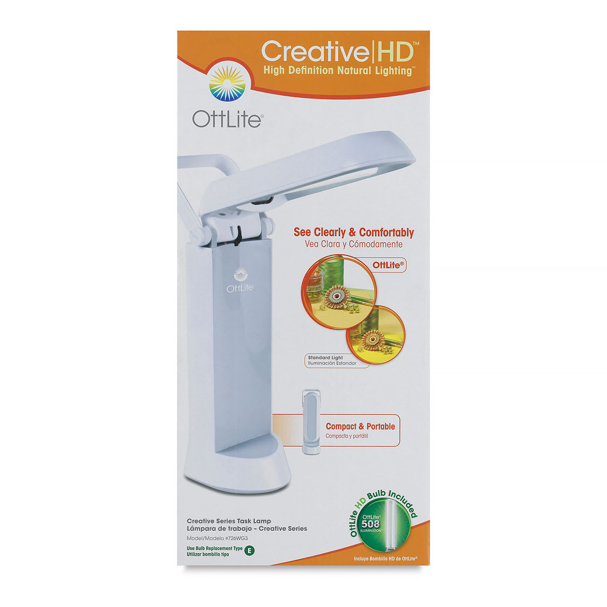 OttLite TrueColor Task Lamp - Front of package
