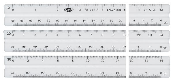 Alvin Scholastic Triangular Scale - 12", Engineering - all three sides