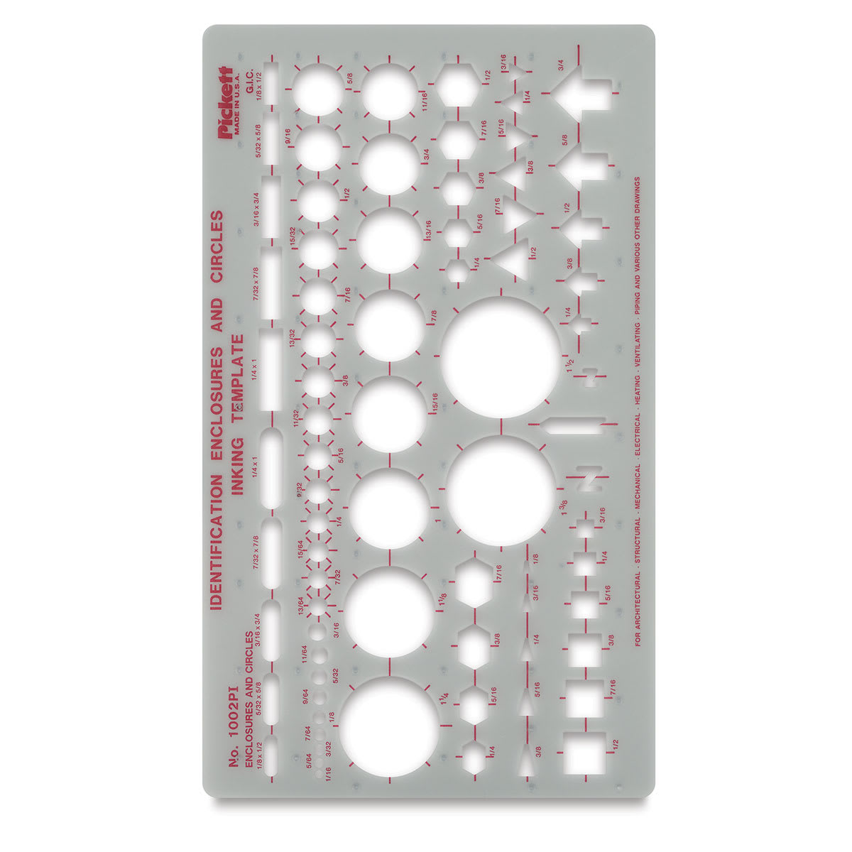 Chartpak Identification Enclosures and Circles Template