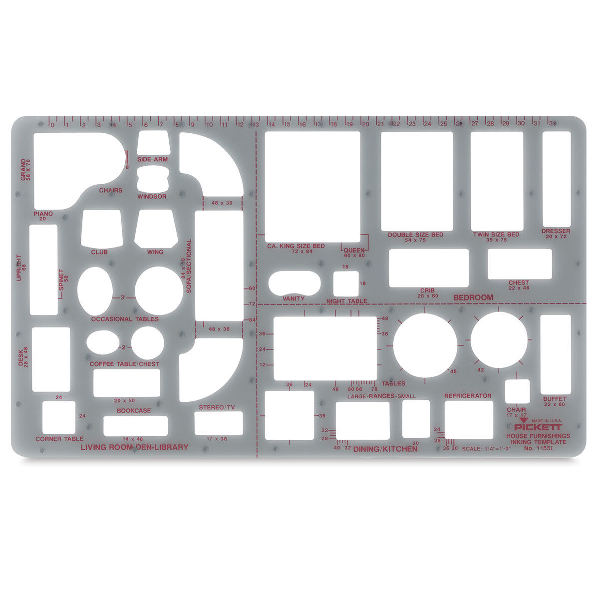 Chartpak Pickett Architectural Template for House Furnishings Chartpak Pickett Architectural Template for House Furnishings