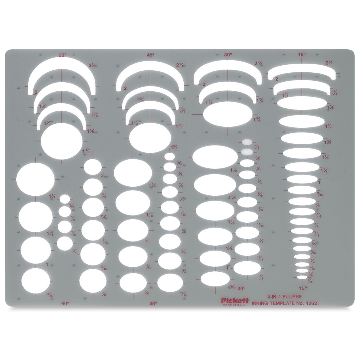 Chartpak Pickett Ellipses Templates - front view of 4-in-1 Ellipse Template Chartpak Pickett Ellipses Templates - front view of 4-in-1 Ellipse Template