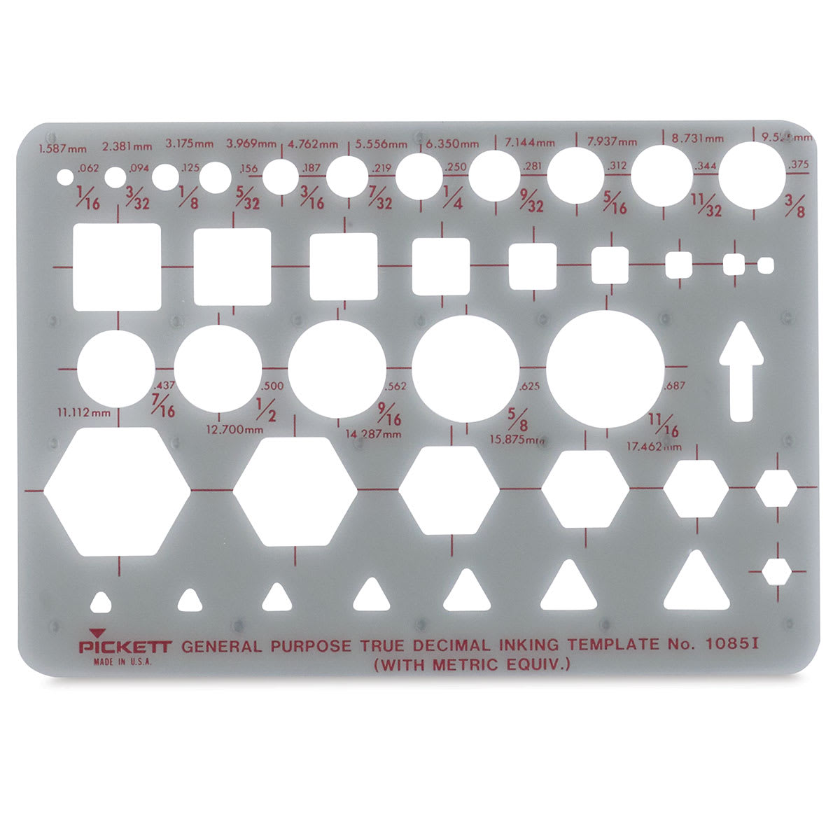 Pickett Arrows and Shapes Templates - front view of True Decimal General Purpose Template Pickett Arrows and Shapes Templates - front view of True Decimal General Purpose Template