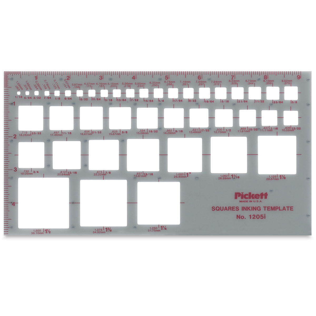 Pickett Arrows and Shapes Templates - Front view of Squares Template
Pickett Arrows and Shapes Templates - Front view of Squares Template