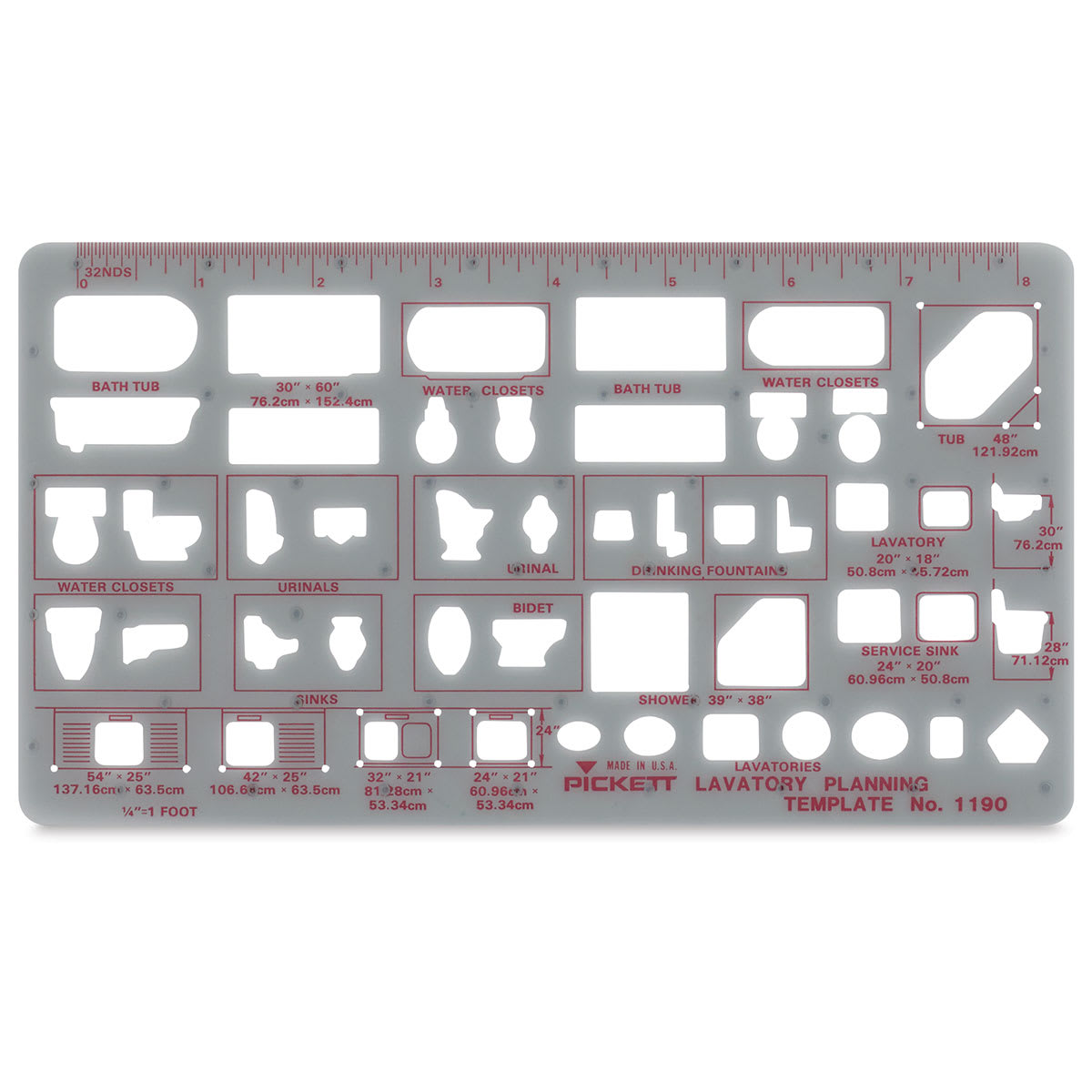 Chartpak Pickett Architectural Template for Lavatory Planning Chartpak Pickett Architectural Template for Lavatory Planning