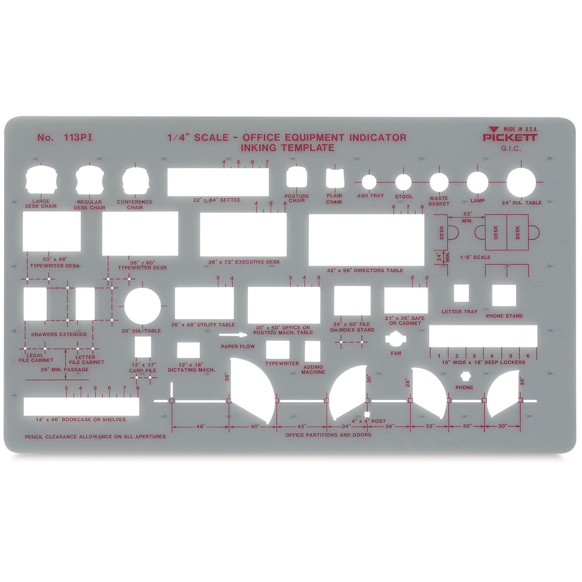 Chartpak Pickett Architectural Template for Office Equipment planning Chartpak Pickett Architectural Template for Office Equipment planning