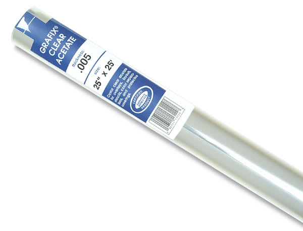Grafix Clear Acetate Rolls - Acetate Roll shown at angle with label