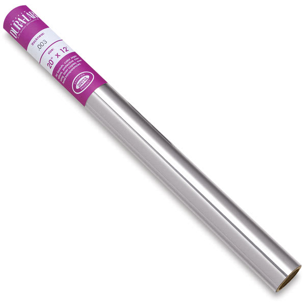Grafix Dura-Lar Clear Acetate Alternative - Right angle of Clear Overlay Roll showing label Grafix Dura-Lar Clear Acetate Alternative - Right angle of Clear Overlay Roll showing label
