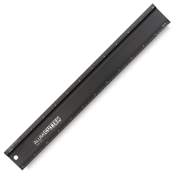 AlumiCutter Rulers - 12" Heavy Duty Black Ruler shown at angle AlumiCutter Rulers - 12" Heavy Duty Black Ruler shown at angle