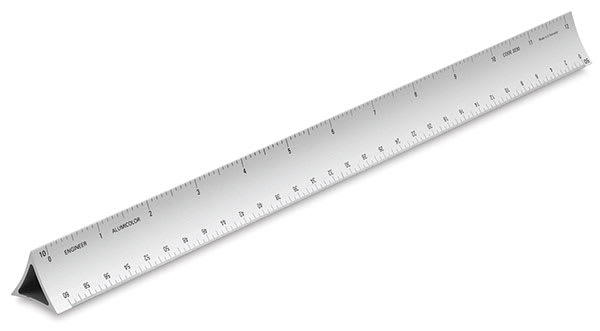 Alumicolor Hollow Triangular Drafting Scale - Angled Hollow Engineer's Scale - 12 in in length