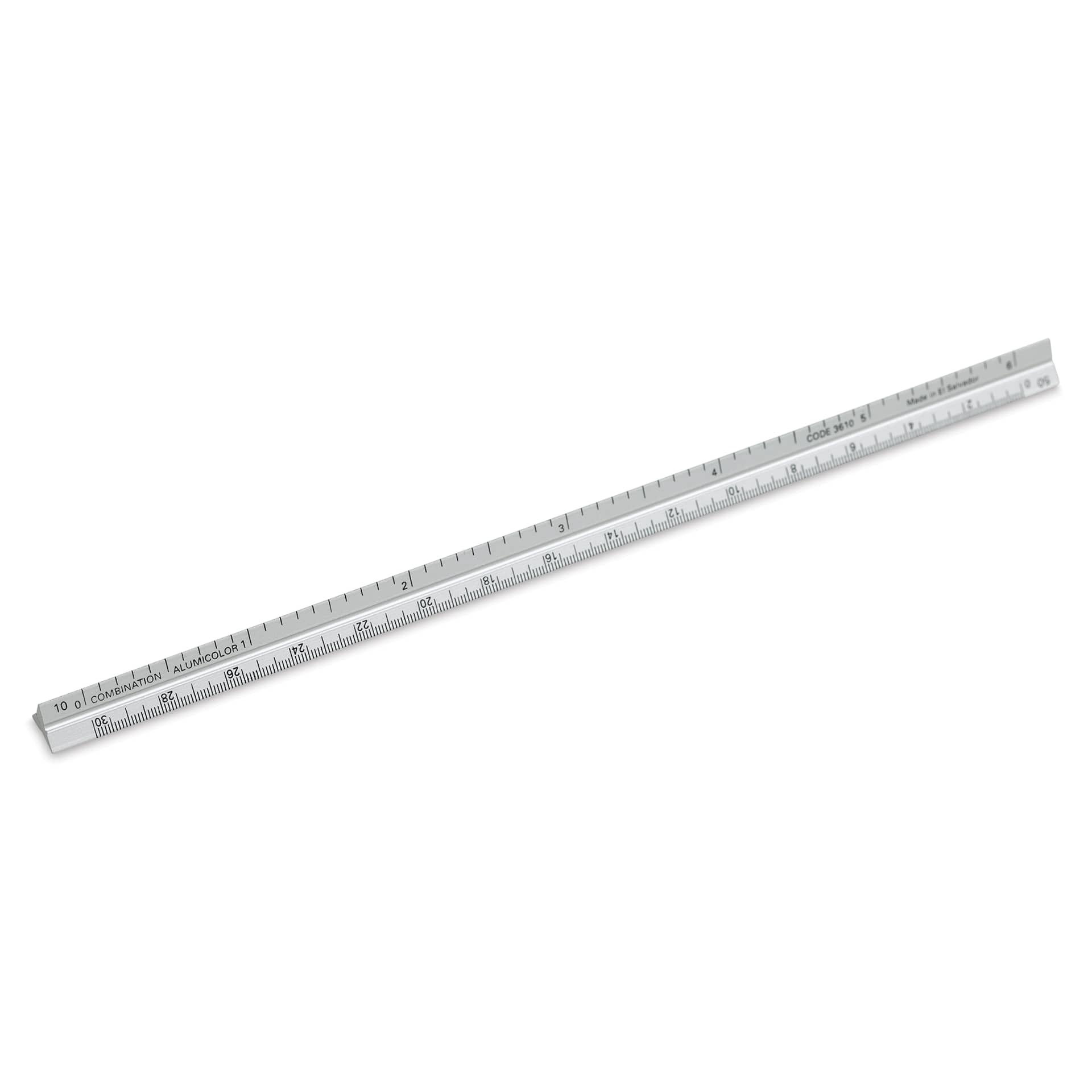 Alumicolor Pocket Scale - 6", Silver, Combination (angled view)