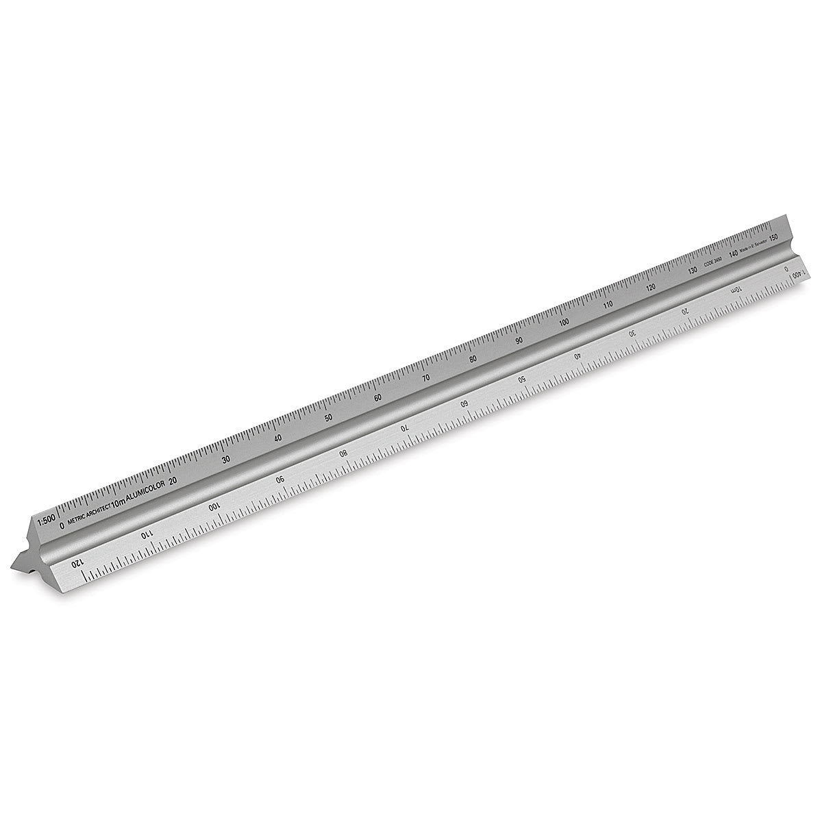 Alumicolor Aluminum Solid Triangular Drafting Scale - 30 cm, Silver, Metric
