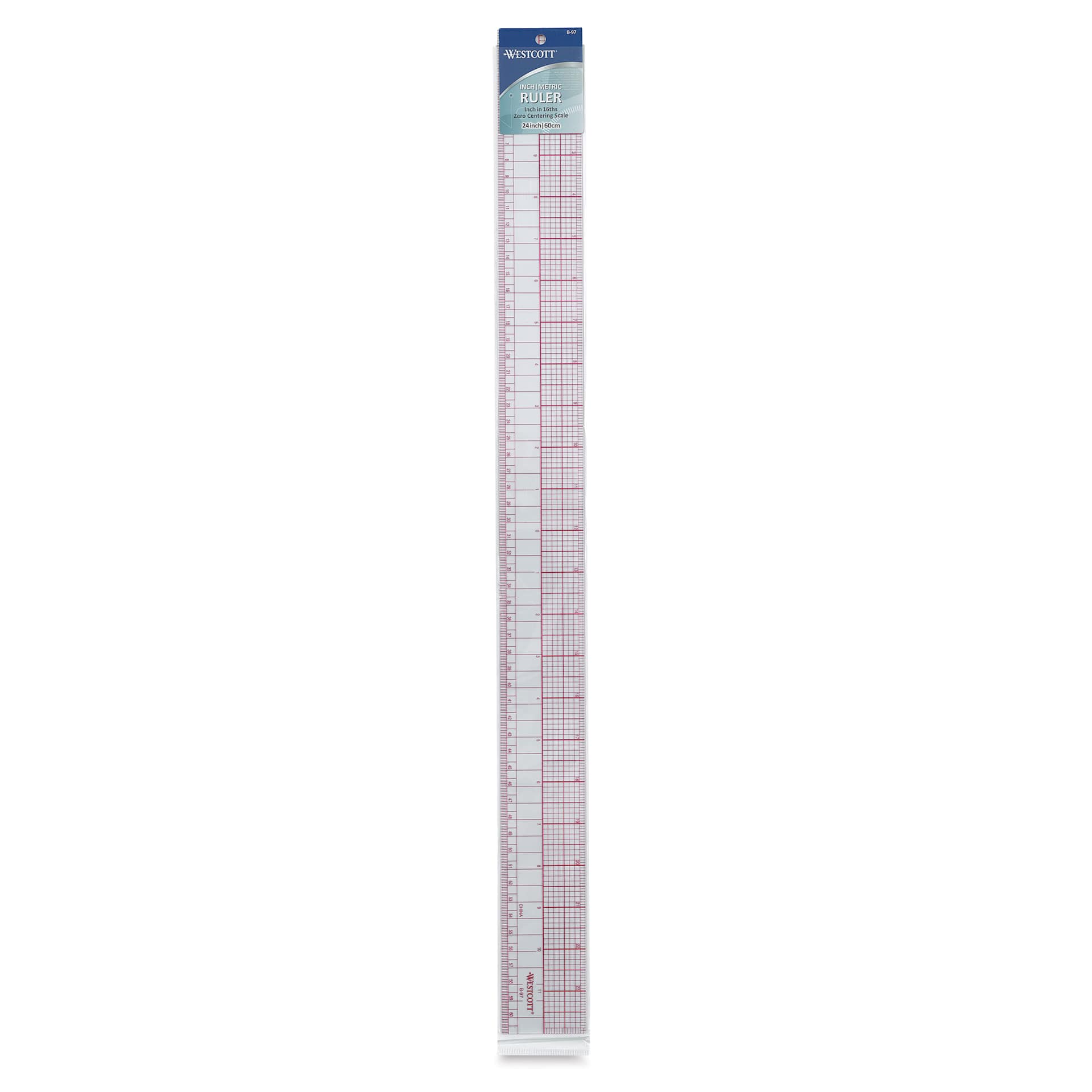 Westcott Inch/Metric Ruler - 24", Inch/Metric in package