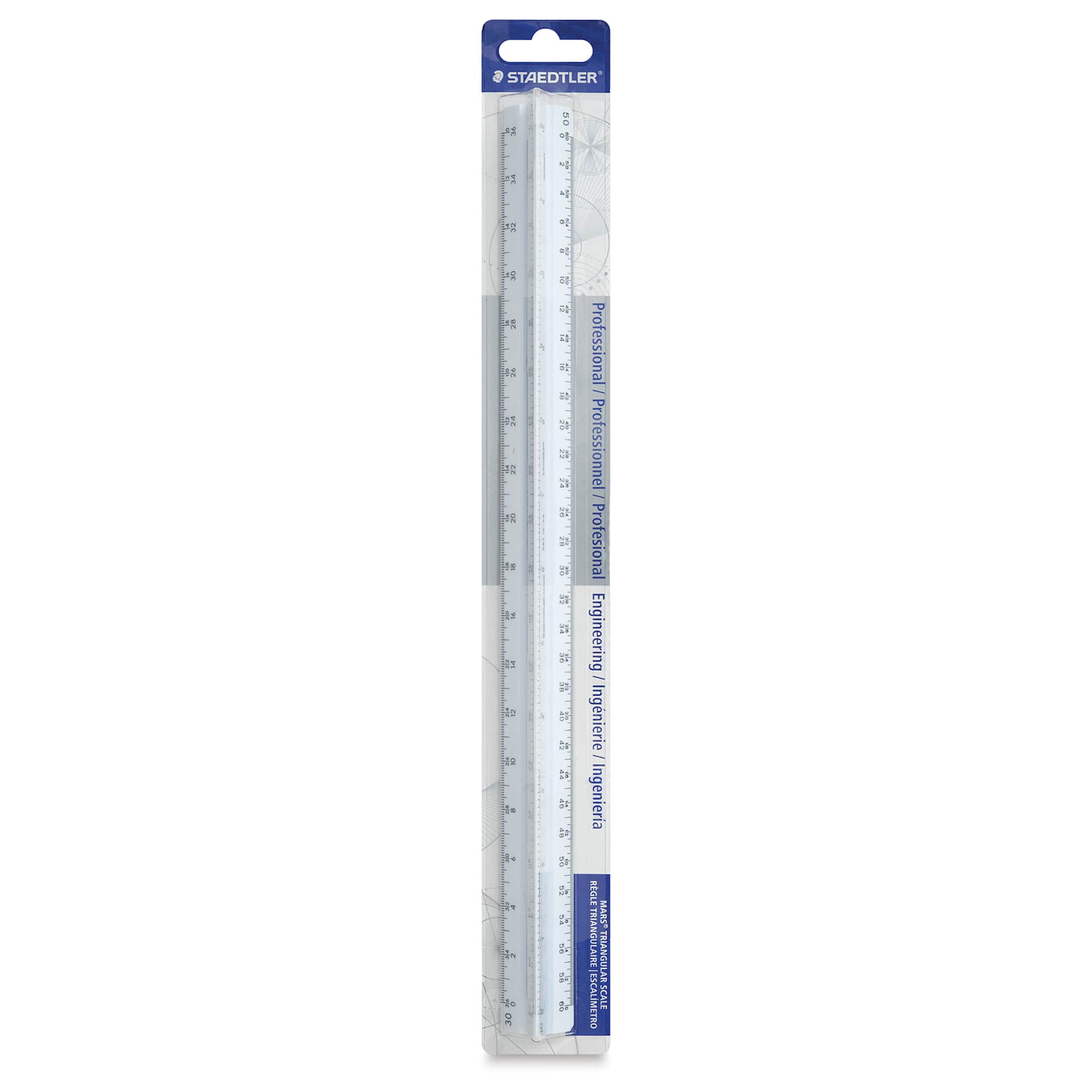 Staedtler Triangular Scale - 12", Engineer with Color-Coded Grooves (front of packaging)