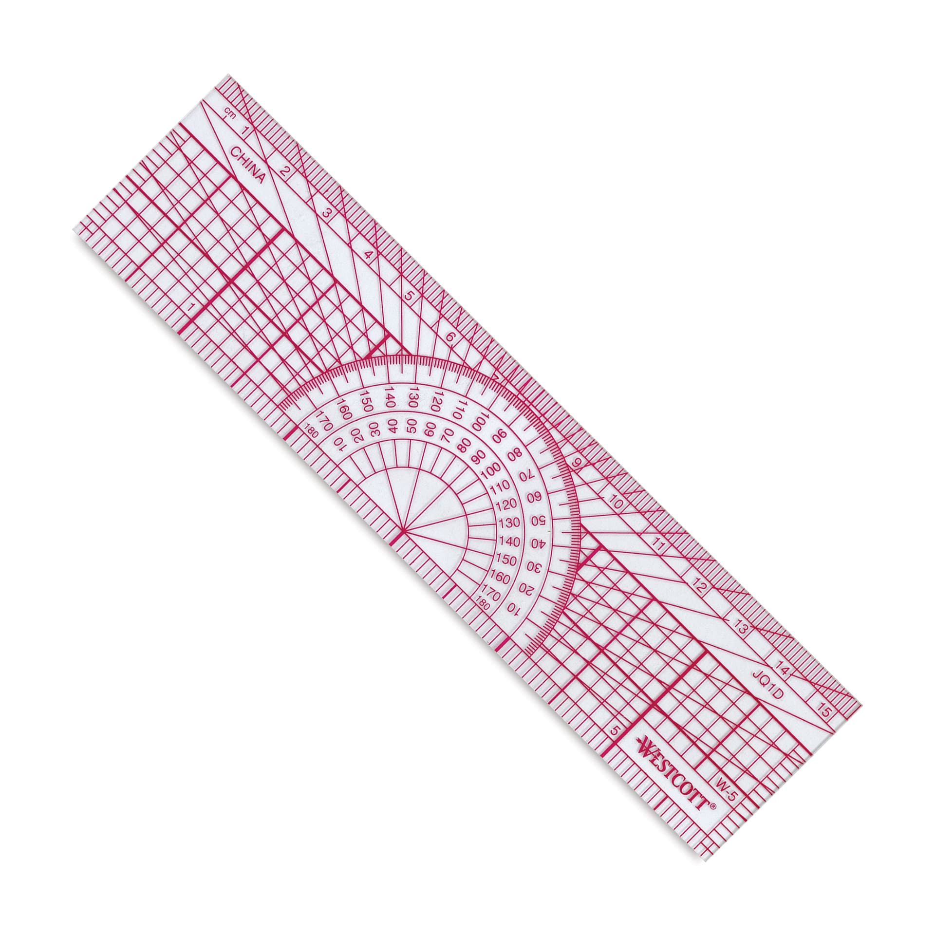 Westcott Protractor Ruler - Showing protractor and inches