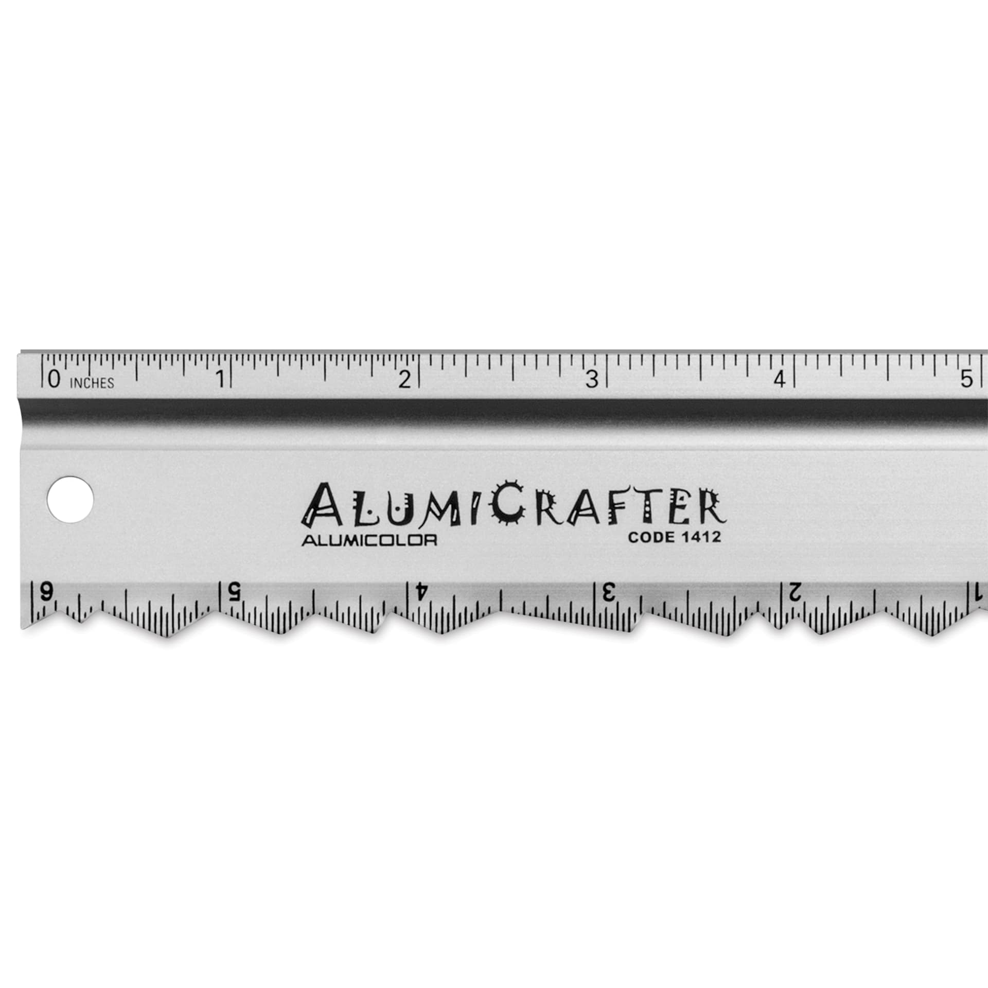 Alumicolor AlumiCrafter Tearing Ruler - 12", close-up of logo
