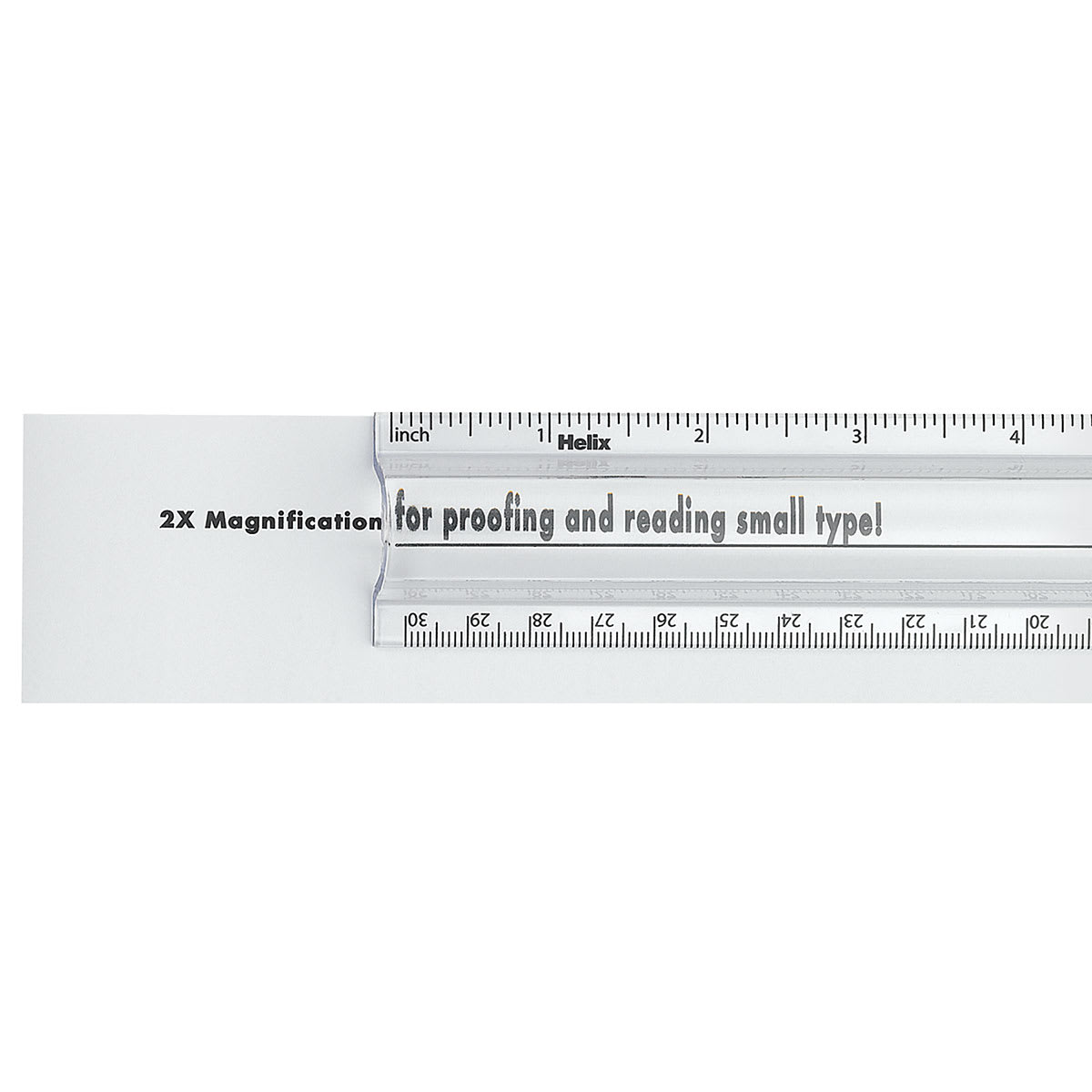 Helix Magnifying Ruler - Closeup of ruler showing magnification
