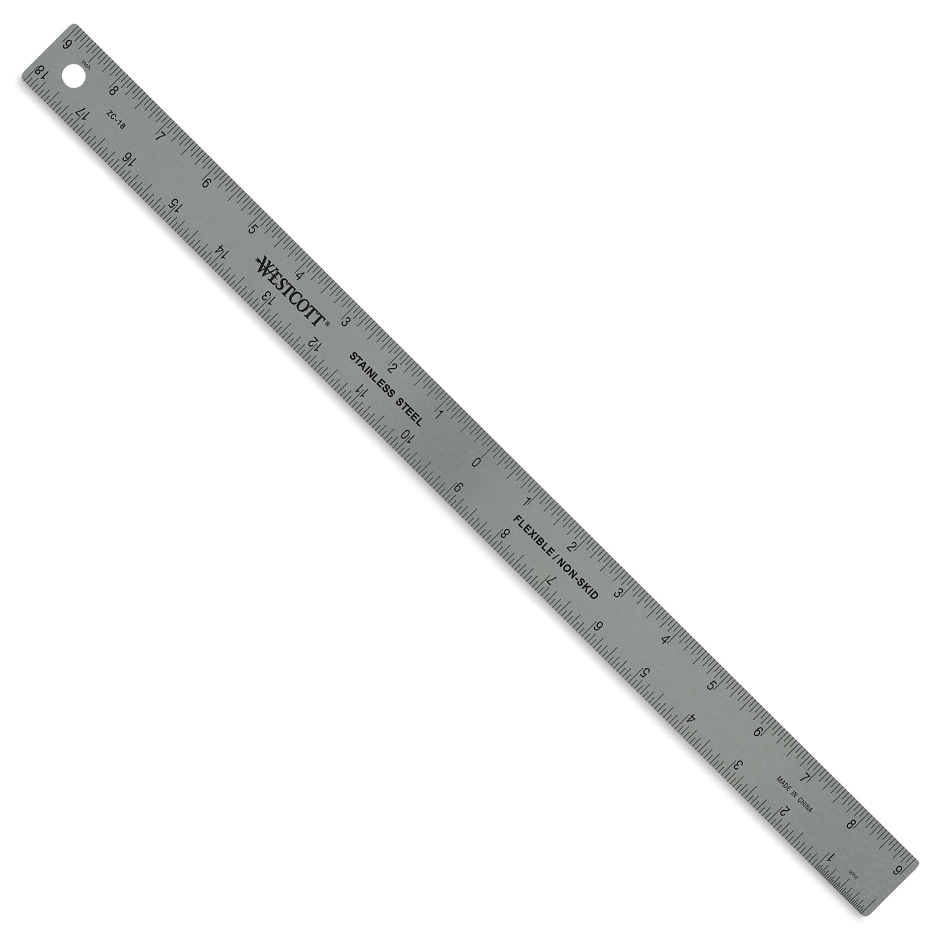 Westcott Metal Zero Centering Ruler - 18" front of ruler