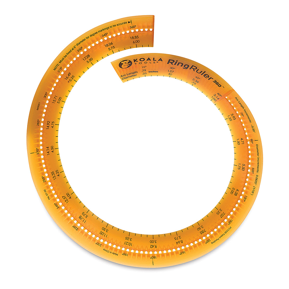 Ring Ruler 360 - Circle Ruler showing arc length, diameter and degrees Ring Ruler 360 - Circle Ruler showing arc length, diameter and degrees