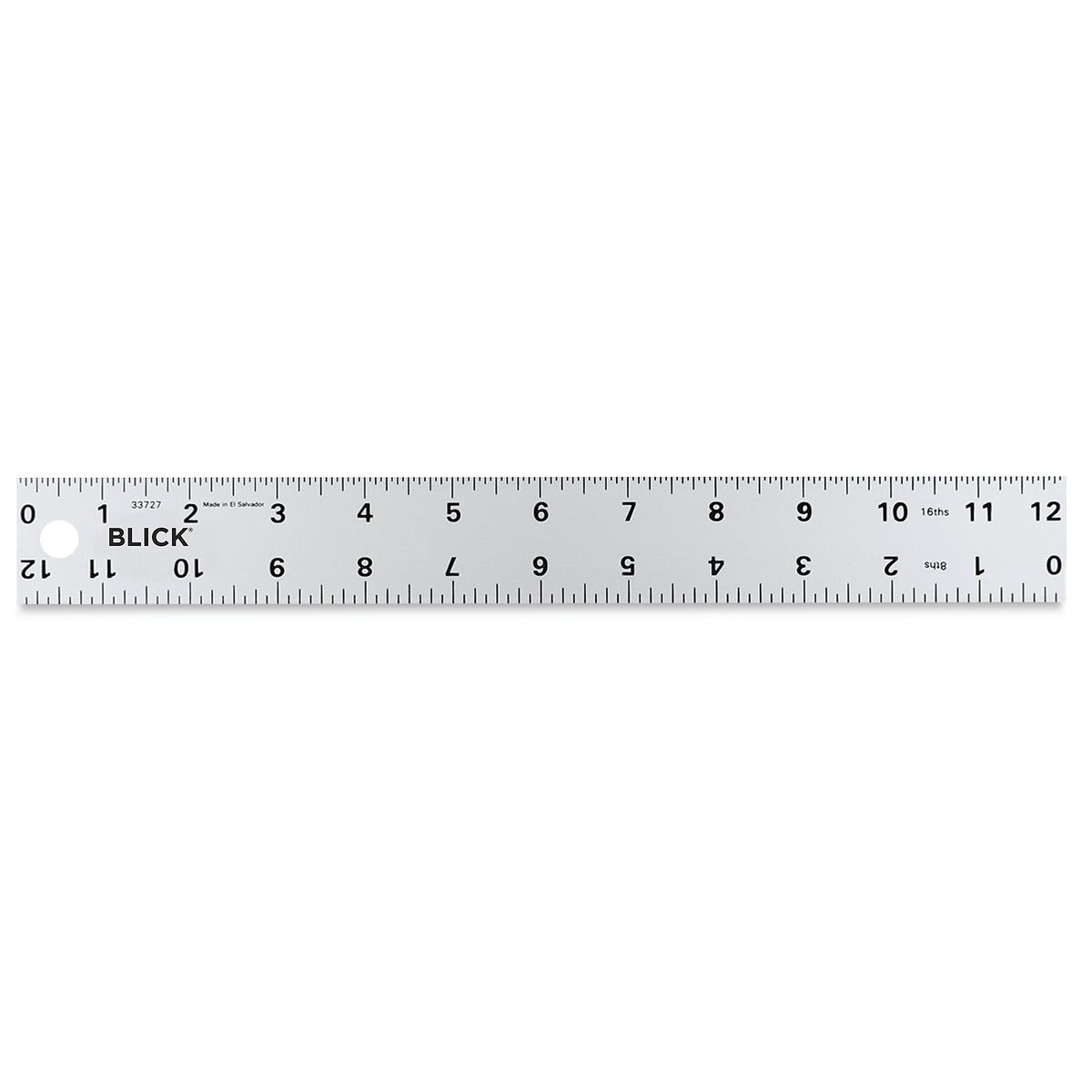 Blick Aluminum Non-Slip Ruler - 12" (out of packaging, front)