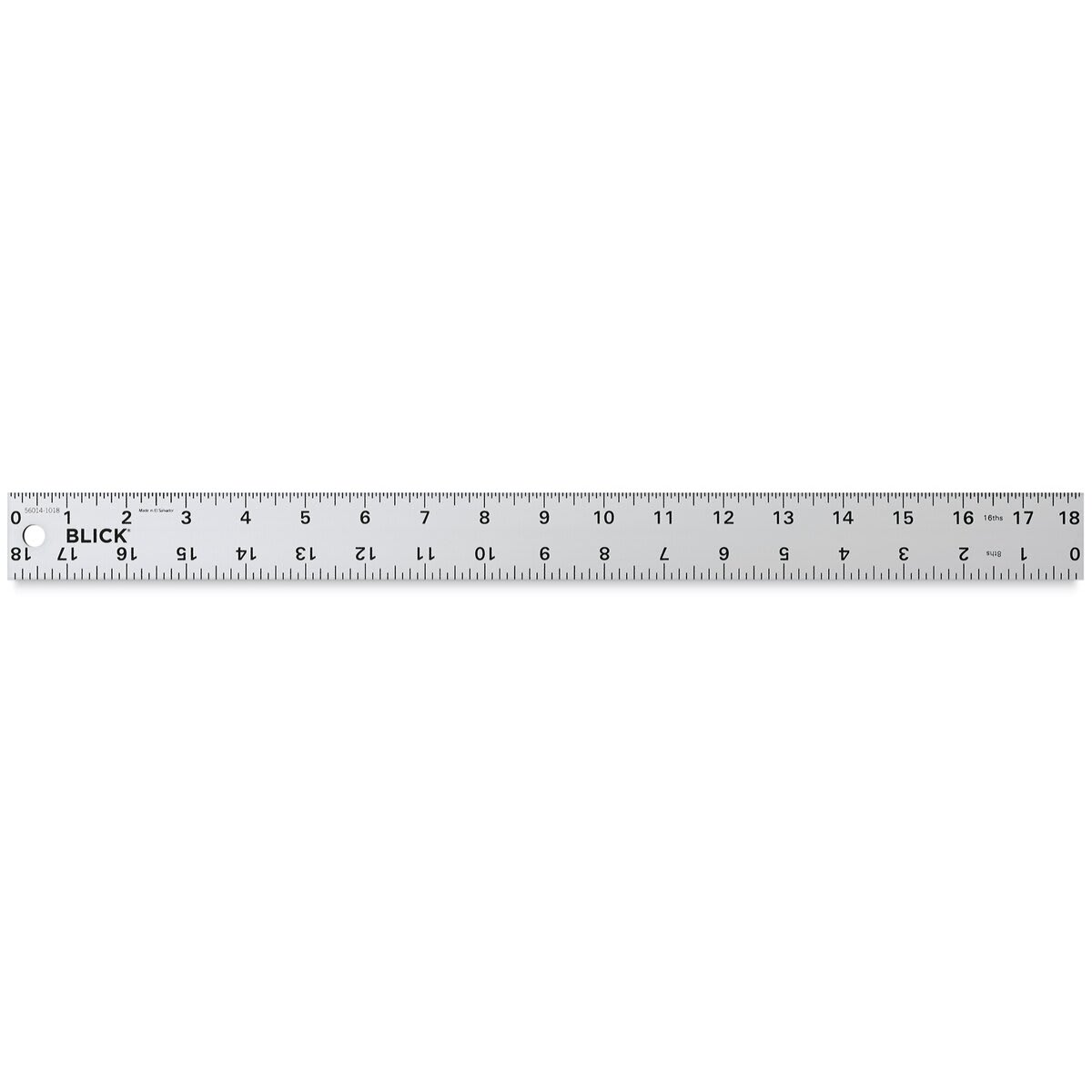 Blick Aluminum Non-Slip Ruler - 18" (out of packaging, front)