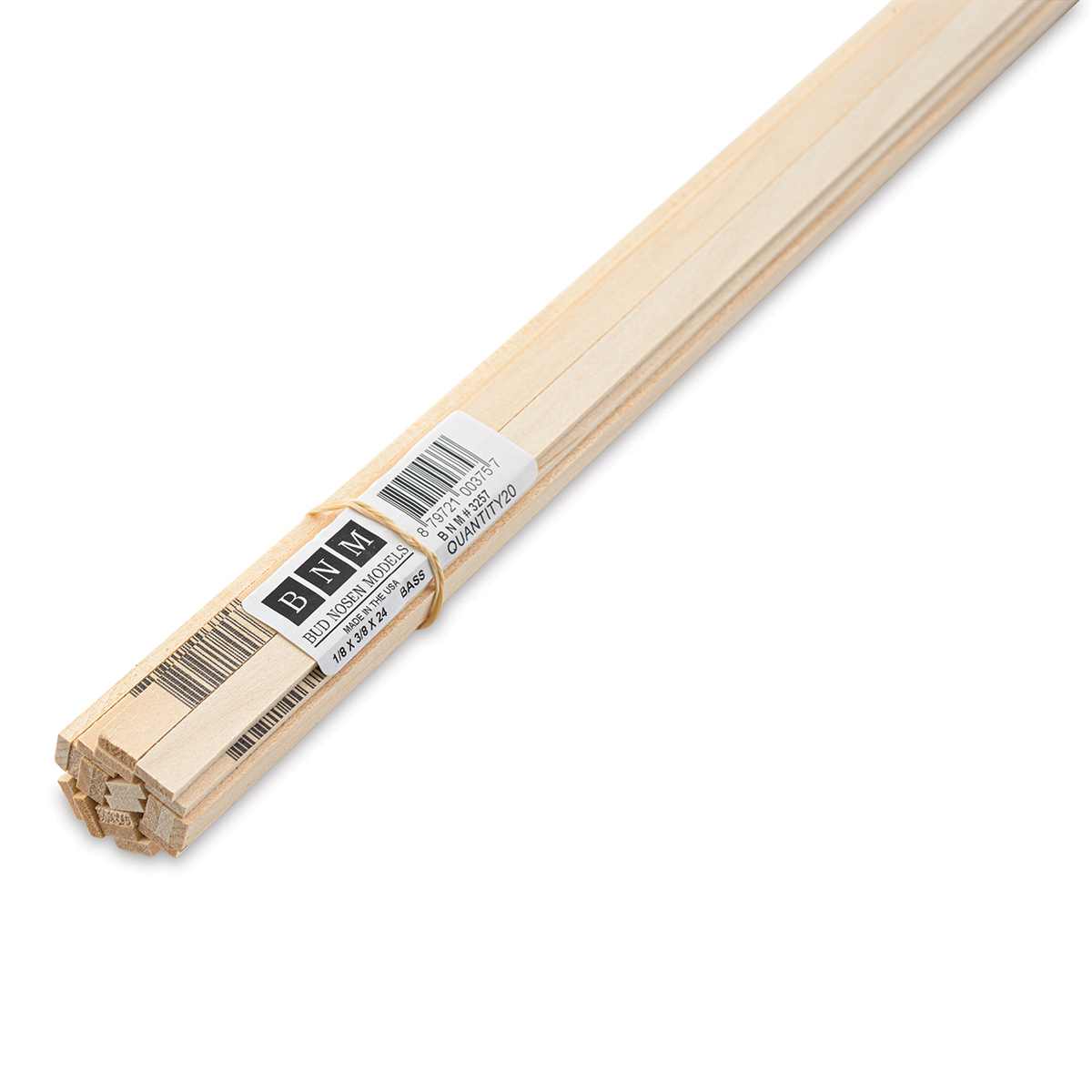 Bud Nosen Basswood Sticks - 1/8" x 3/8" x 24", 20 Sticks - close-up