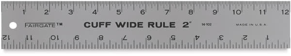 Cuff Width Ruler - 2 inch wide 12" ruler shown horizontally