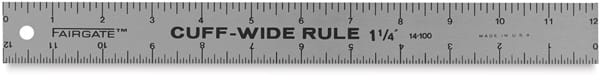 Cuff Width Ruler - 1 1/4 inch wide 12" ruler shown horizontally