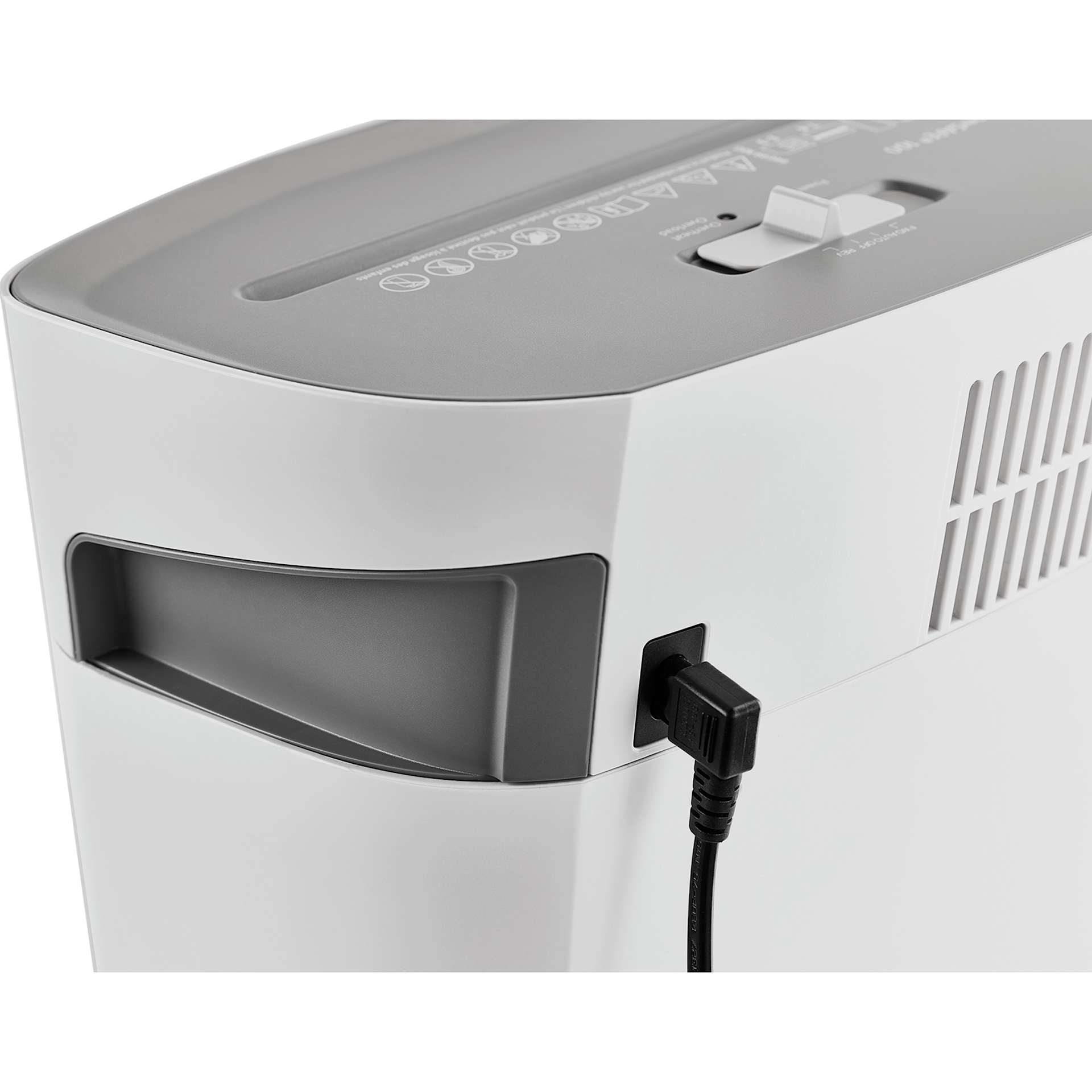 Dahle Papersafe PS 100 Paper Shredder (Side of shredder showing power cable)