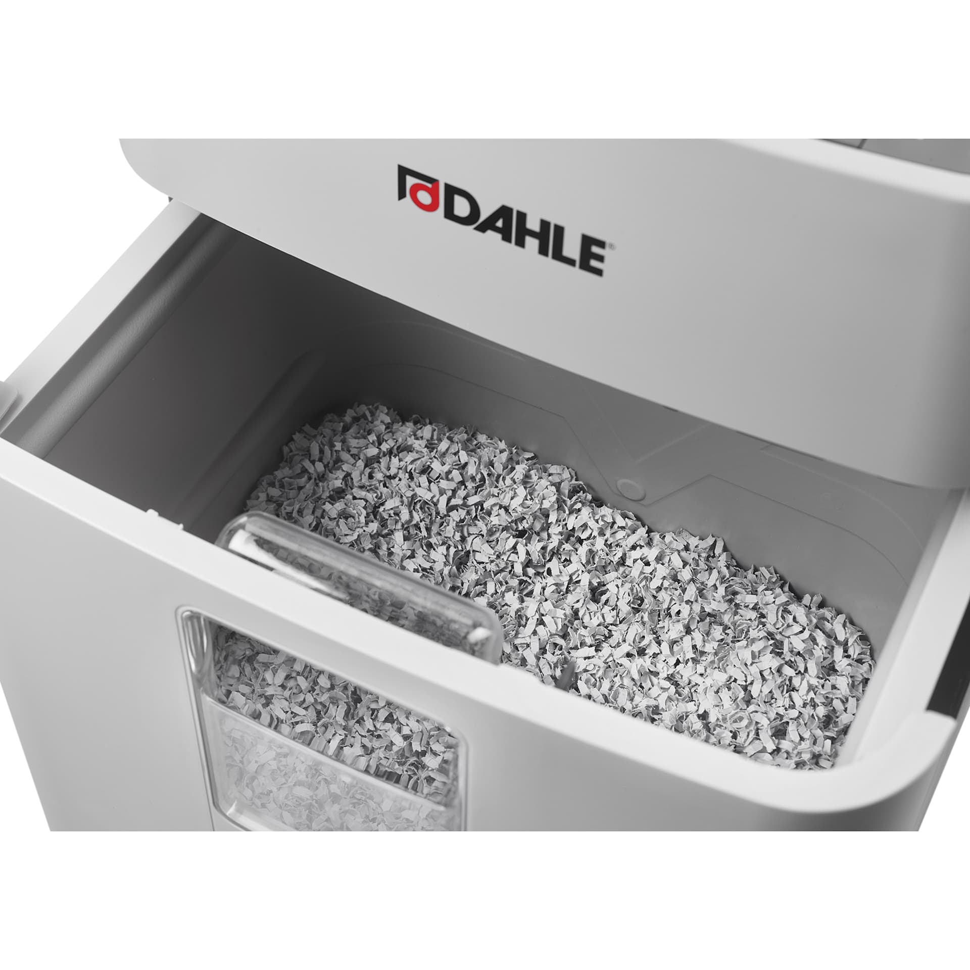 Dahle 52214 Small Office Shredder - close-up of waste bin