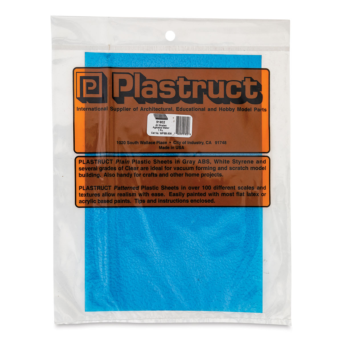 Plastruct Patterned Sheets, Water, Agitated/Shallow, Blue, All Scale - front of packaging