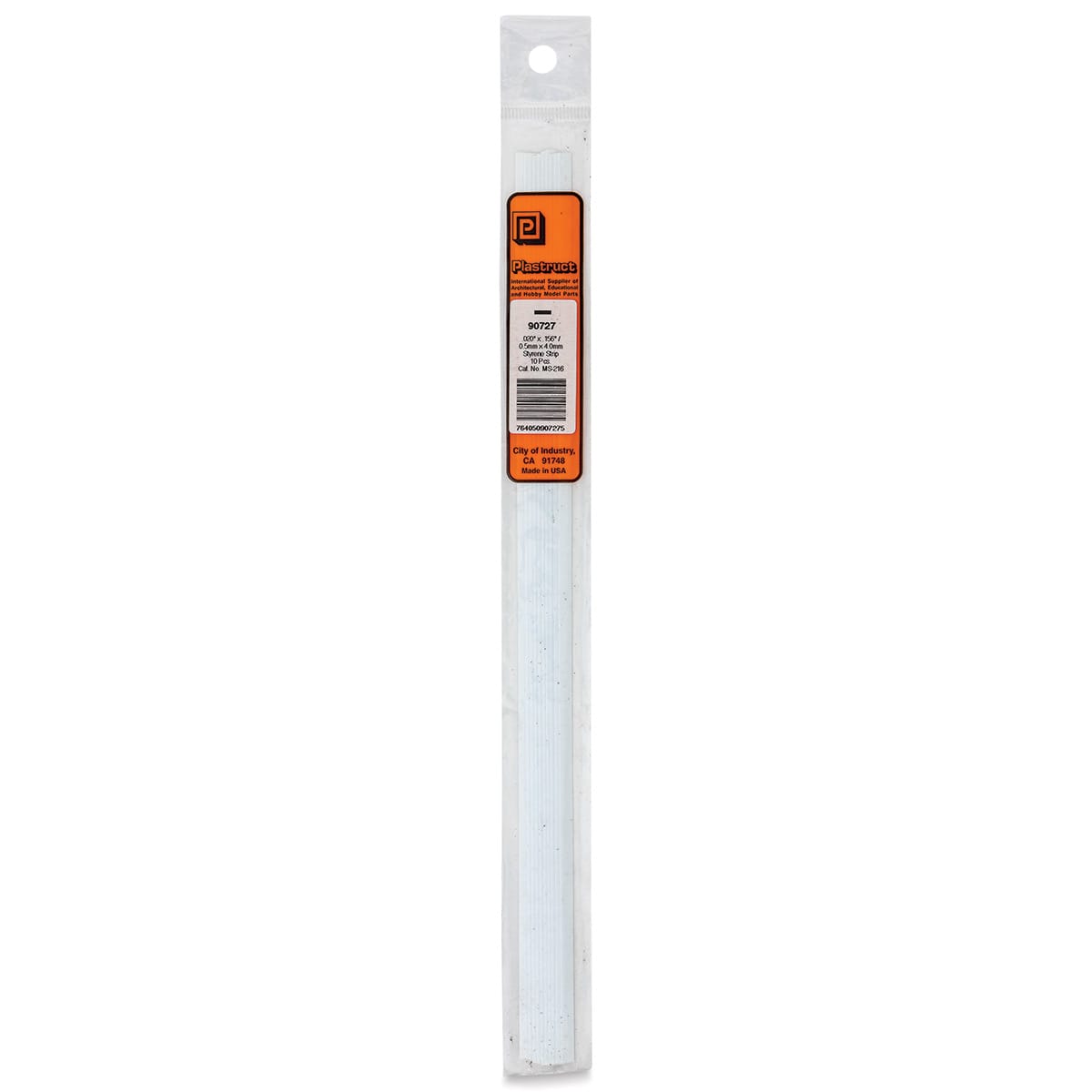 Plastruct Plastic Strip - Pkg of 10, 0.02" H × 0.156" W × 10" L - front of packaging