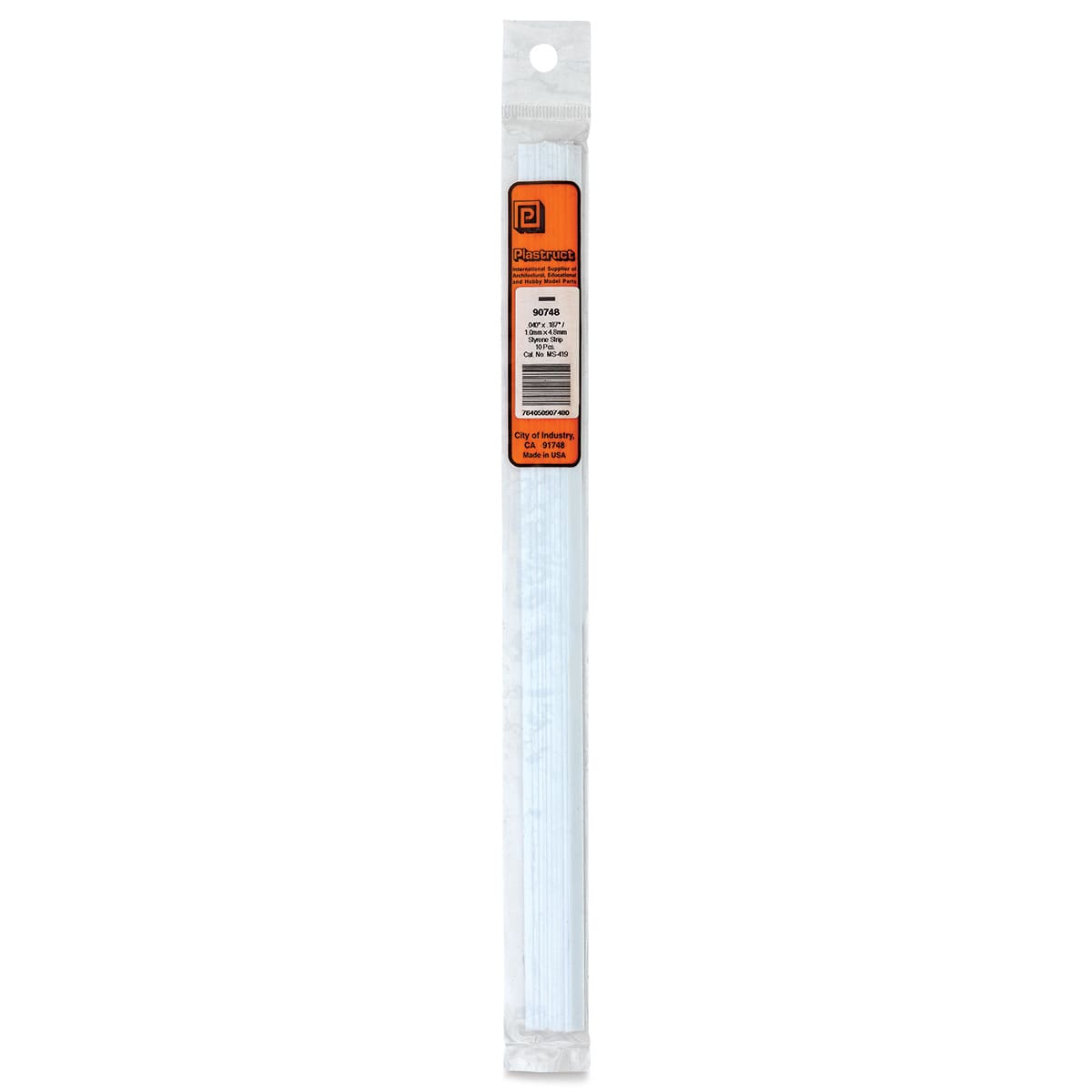 Plastruct Plastic Strip - Pkg of 10, 0.04" H × 0.187" W × 10" L