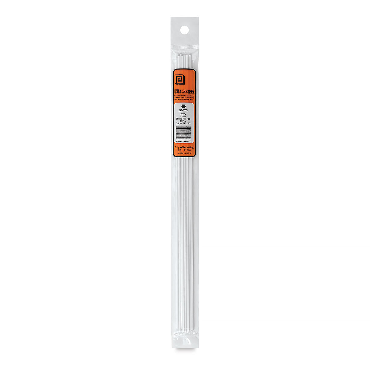 Plastruct Plastic Hexagon Rod - Pkg of 10, 0.08" W × 10" L