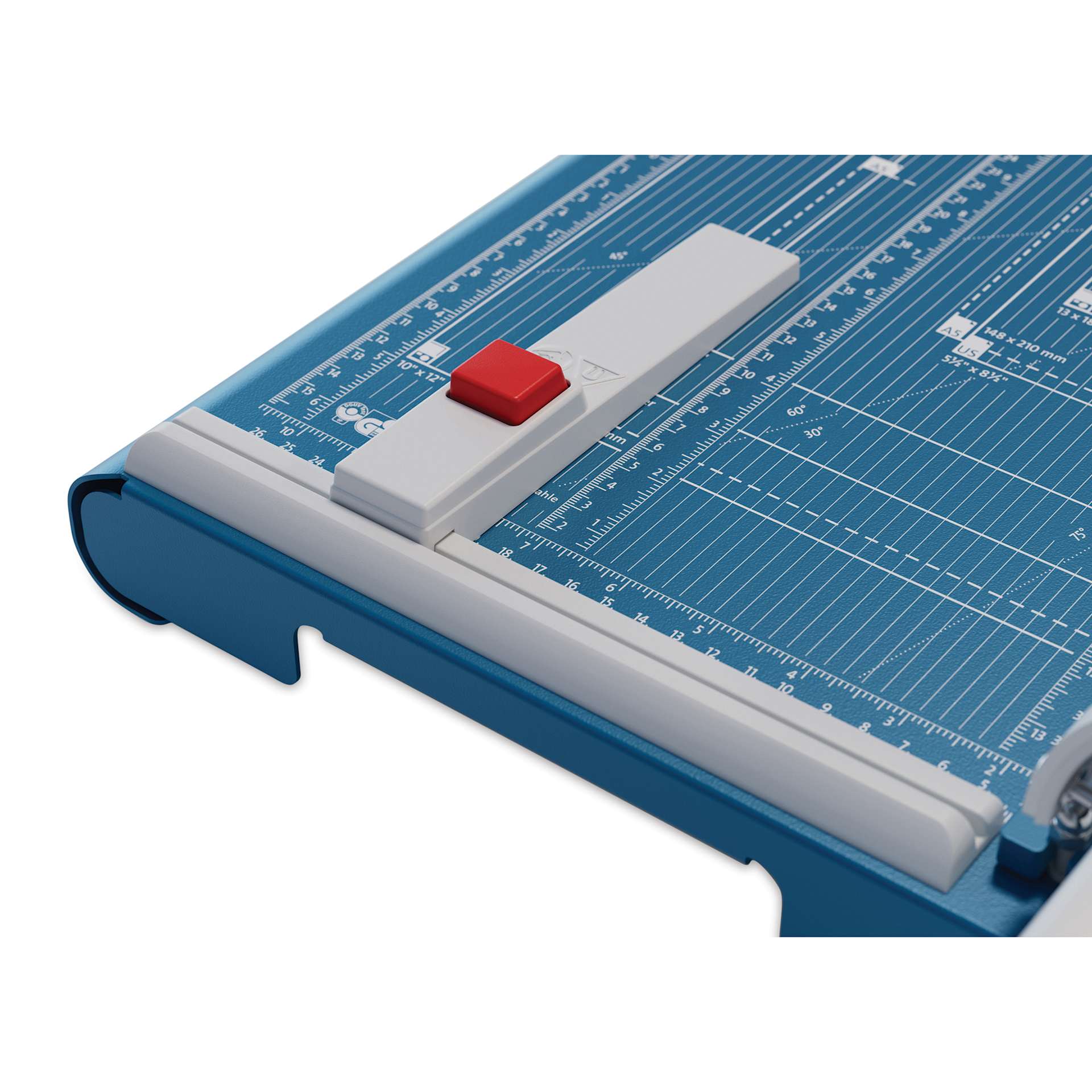 Dahle Premium Guillotine Trimmer - 14" Cutting Length, 17-3/8" x 10-3/8" - close-up of clamp