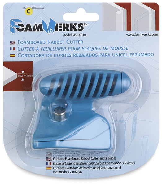 Logan FoamWerks Foam Board Rabbet Cutter - Front view of blister package showing Rabbet Cutter
