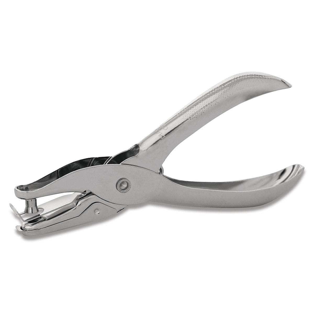 Officemate One-Hole Punch - Angled view of punch showing round punch end and handles Officemate One-Hole Punch - Angled view of punch showing round punch end and handles